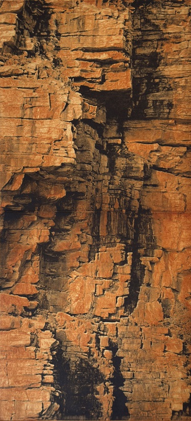 Hilary Warren, Kimberley Sandstone Cliffs , Intaglio Print on Paper, 2025, 390 × 190 mm. $950