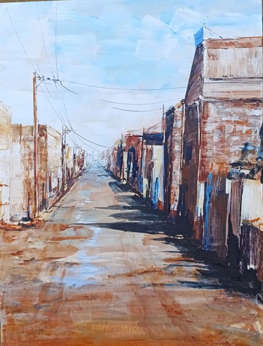 Michelle Hazelton, Crystal Lane , Acrylic & Natural Ochres, 2026, 410 × 310 mm. $630