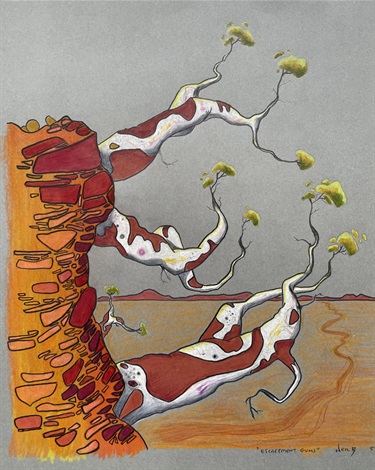 Neil Boyack, Escarpment Gums , Pencil & Coloured Pencil on Board, 2026, 430 × 430 mm. $450