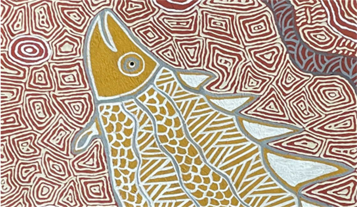 eddy harris artwork detail showing linework of a fish